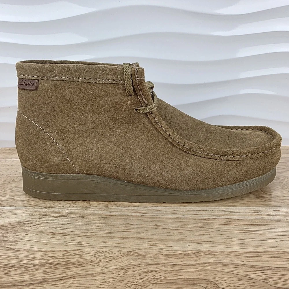 Clarks Wallaston Boots Mens Size 11 Sand Suede Wallabee Style Moc Toe Chukka
